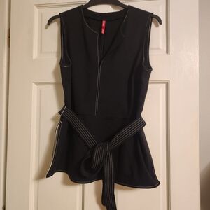 SPANX Black Top with White Stitching
